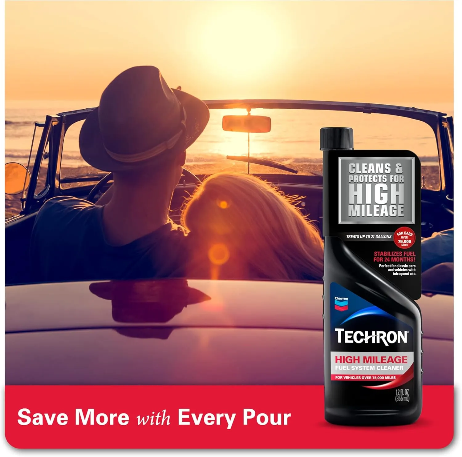 Chevron Techron High Mileage Fuel System Cleaner, 12 oz, Pack of 6