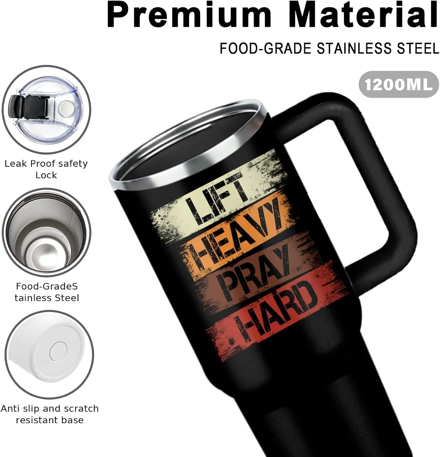 Christian Gifts for Men Women - Christian Lift Heavy Pray Hard Tumbler 40oz - Inspirational Religious Baptism Gifts for Men - Catholic Spiritual Faith Bible Presents for Boy