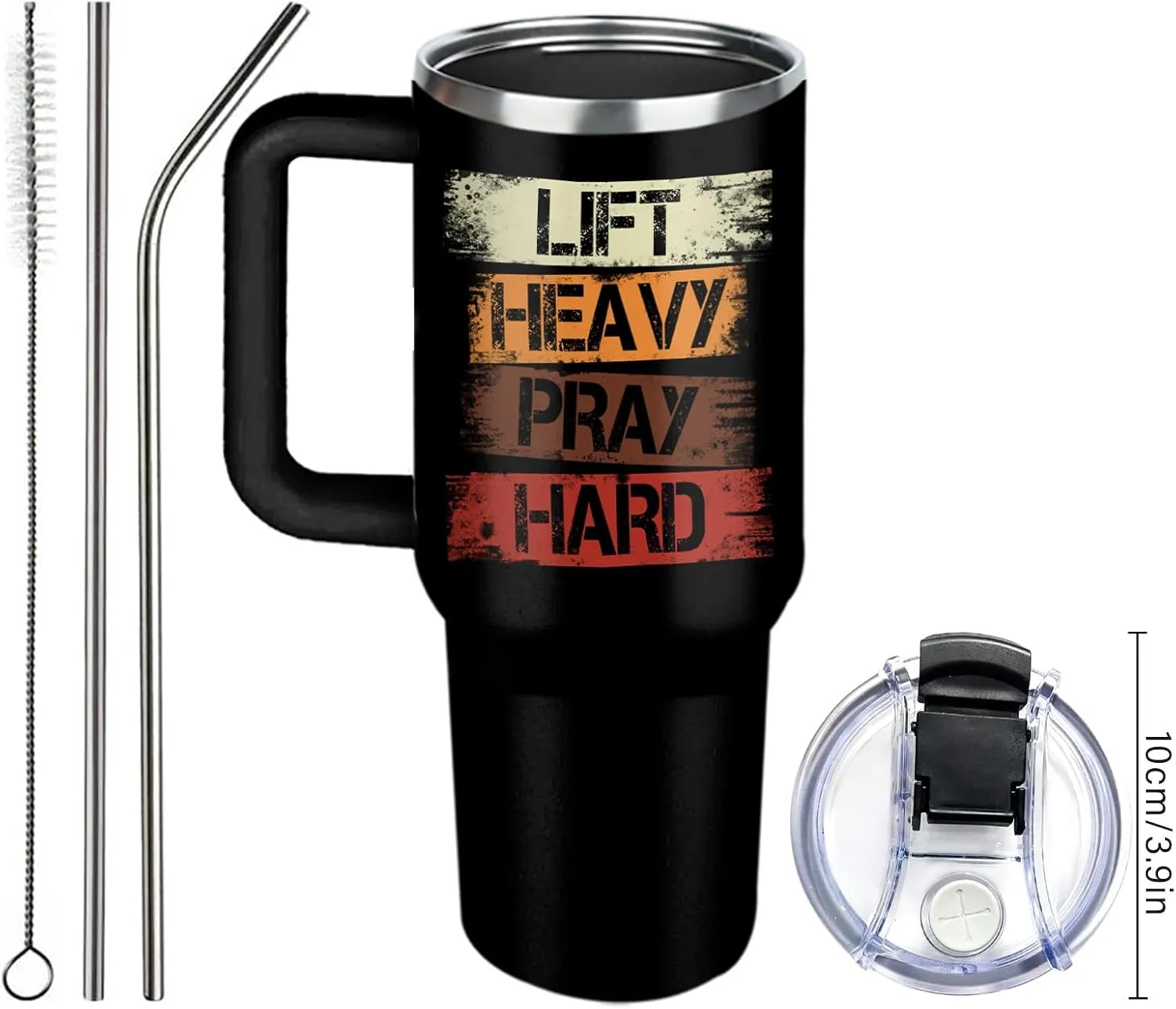 Christian Gifts for Men Women - Christian Lift Heavy Pray Hard Tumbler 40oz - Inspirational Religious Baptism Gifts for Men - Catholic Spiritual Faith Bible Presents for Boy