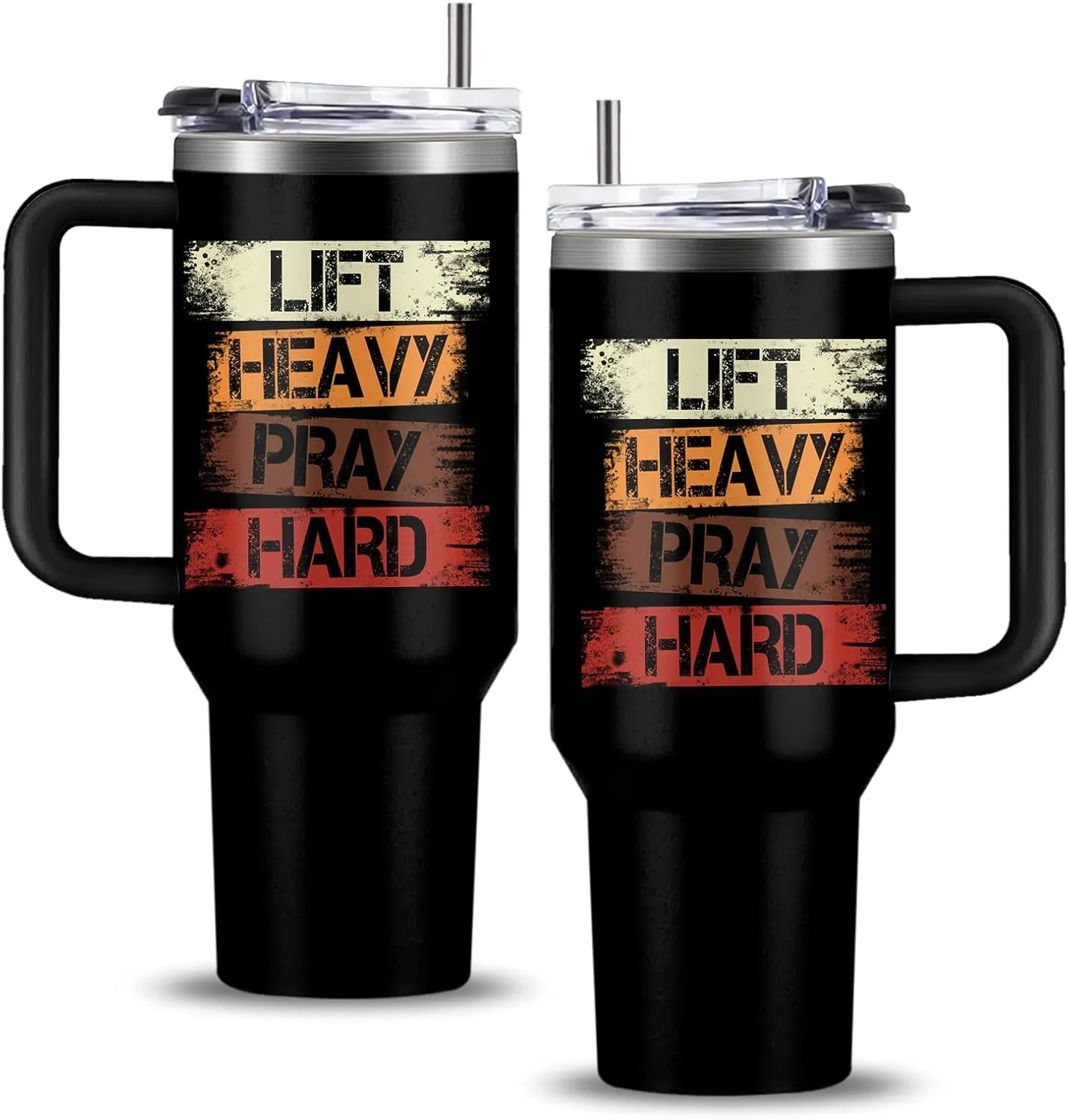Christian Gifts for Men Women - Christian Lift Heavy Pray Hard Tumbler 40oz - Inspirational Religious Baptism Gifts for Men - Catholic Spiritual Faith Bible Presents for Boy