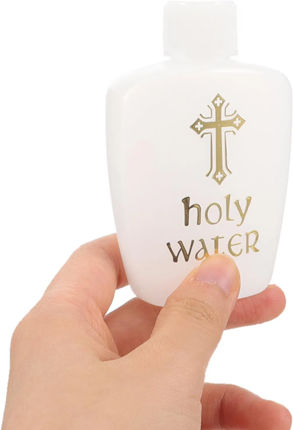 Ciieeo 6Pcs Holy Water Bottles Holy Water Container Plastic Holy Water Empty Containers with Gold Cross for Portable Catholic (60ML)