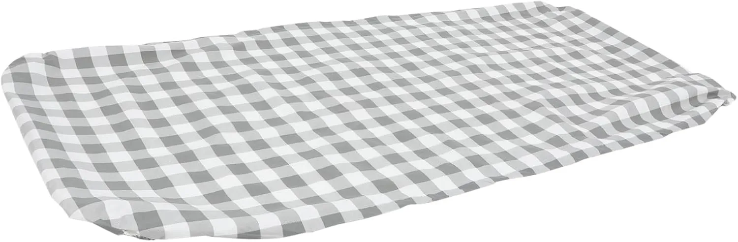 Ciieeo Fitted Outdoor Table Cover Elasticized Outdoor Tablecloth Checked Design PVC Flannel Elastic Band 6ft