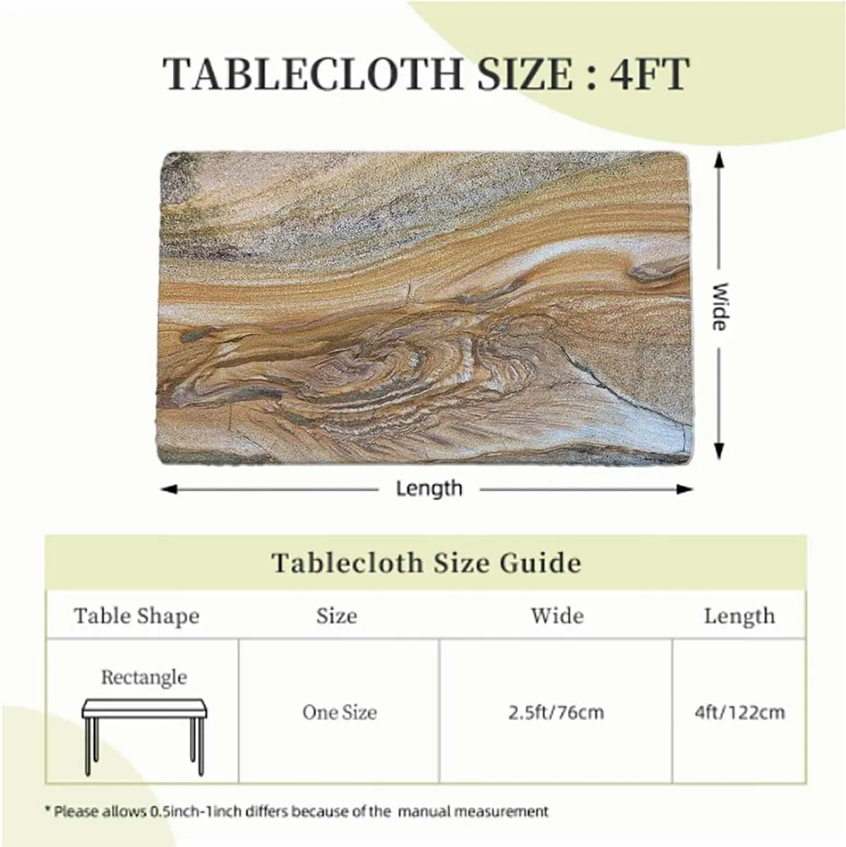 Cinnamon Grey Folding Table Cover Marble Surreal Onyx Stone Waterproof Tablecloths for Picnic, Camping, Indoor, Outdoor Granite Pattern Fits up 4 Foot Tables