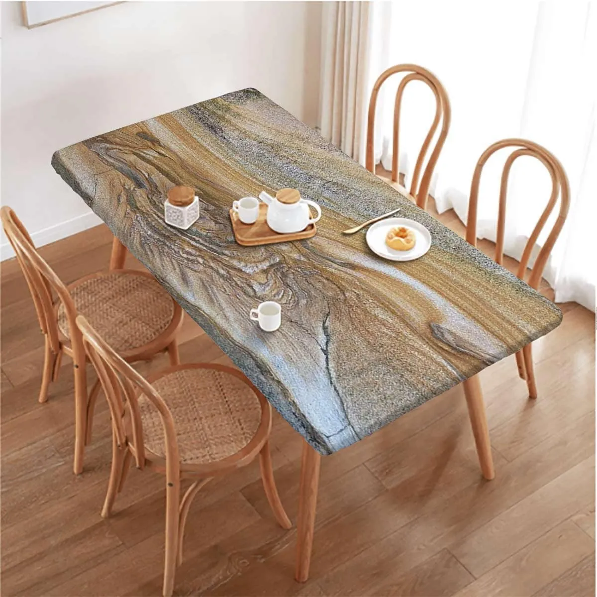 Cinnamon Grey Folding Table Cover Marble Surreal Onyx Stone Waterproof Tablecloths for Picnic, Camping, Indoor, Outdoor Granite Pattern Fits up 4 Foot Tables