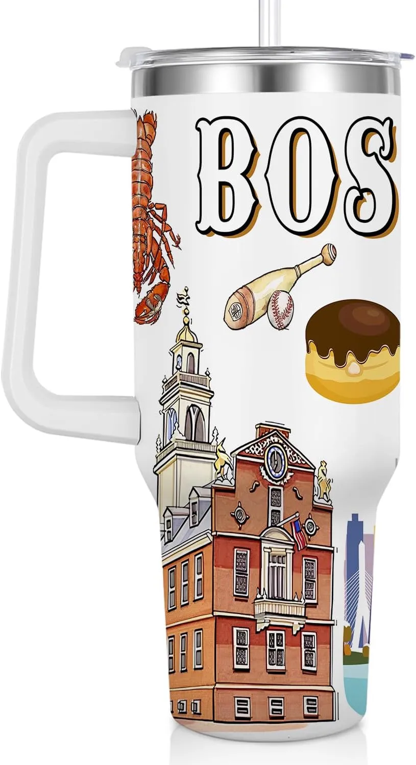 City Tumbler 40oz,Stainless Steel Water Bottle for Hot & Cold Beverages-City Gift Idea (Boston)