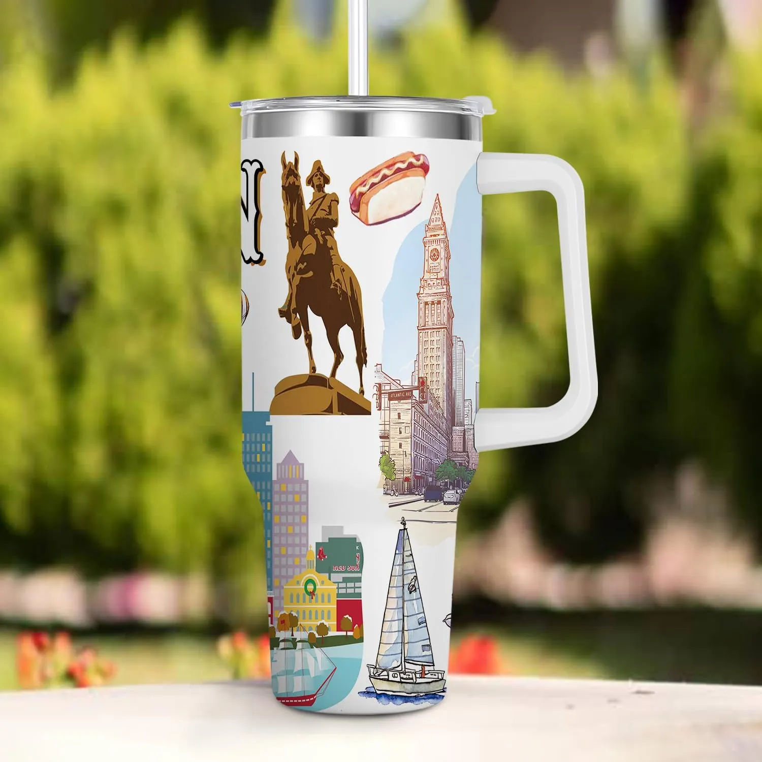 City Tumbler 40oz,Stainless Steel Water Bottle for Hot & Cold Beverages-City Gift Idea (Boston)