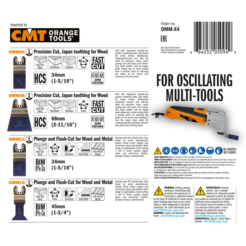 CMT OMM-X4 General Purpose Multi-Tool Cutter Set