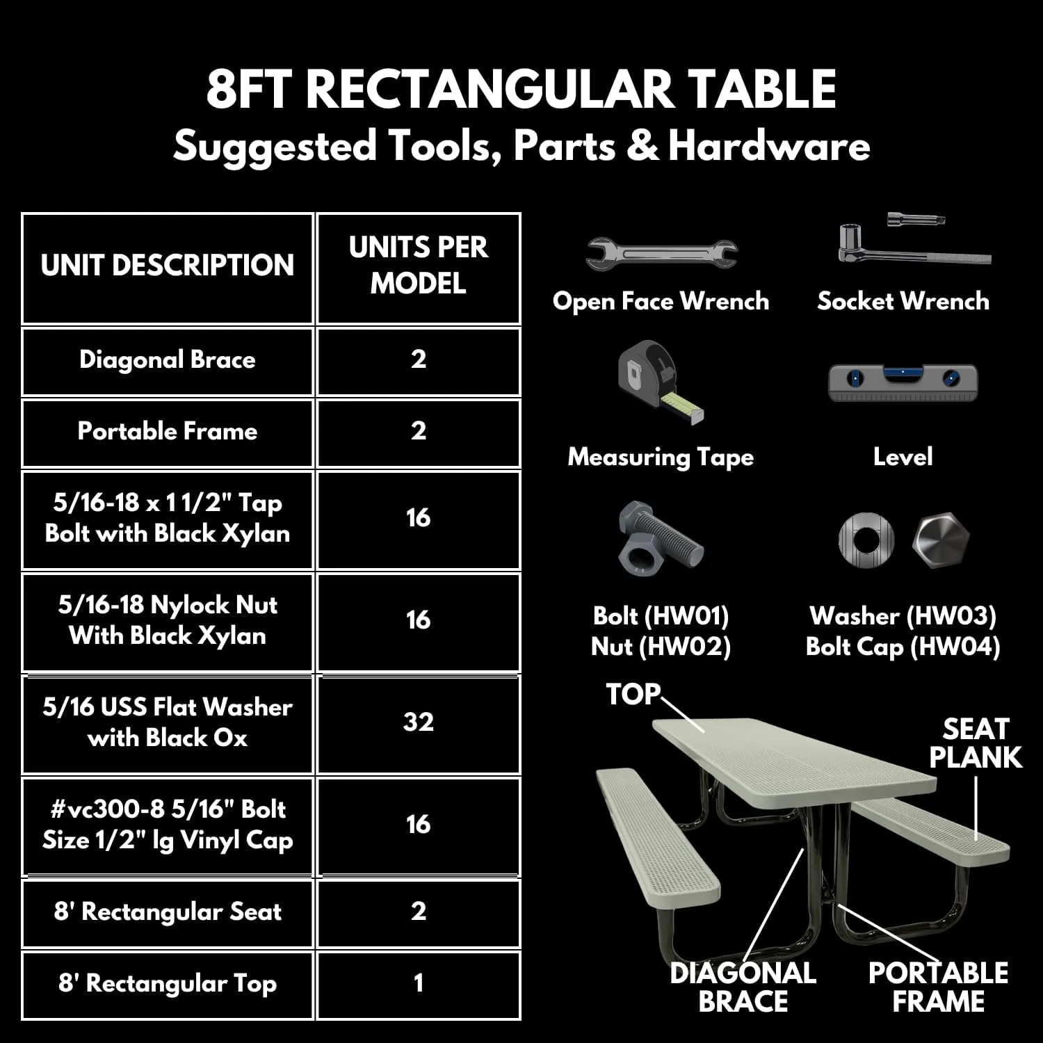 Coated Outdoor Furniture Heavy-Duty Portable Outdoor Picnic Table, Thermoplastic Coated Expanded Metal Commercial-Grade Patio Dining Furniture Made in America (8ft Rectangular, Textured Light Blue)