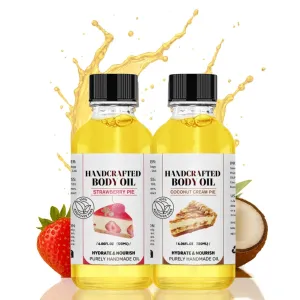 Coconut Cream Pie Body Oil, Handcrafted Body Oil, Handcrafted Strawberry Oil, Hand Crafted Oil for All Skin Types (8 FL.OZ, Strawberry and Coconut Cream)