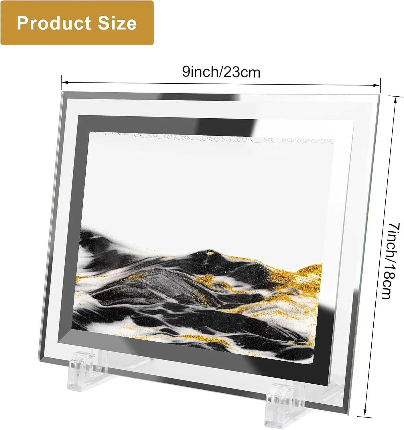 Coitak Moving Sand Art Picture, Dynamic Sand Picture, Golden Desktop Sand Art for Home Decor and Office