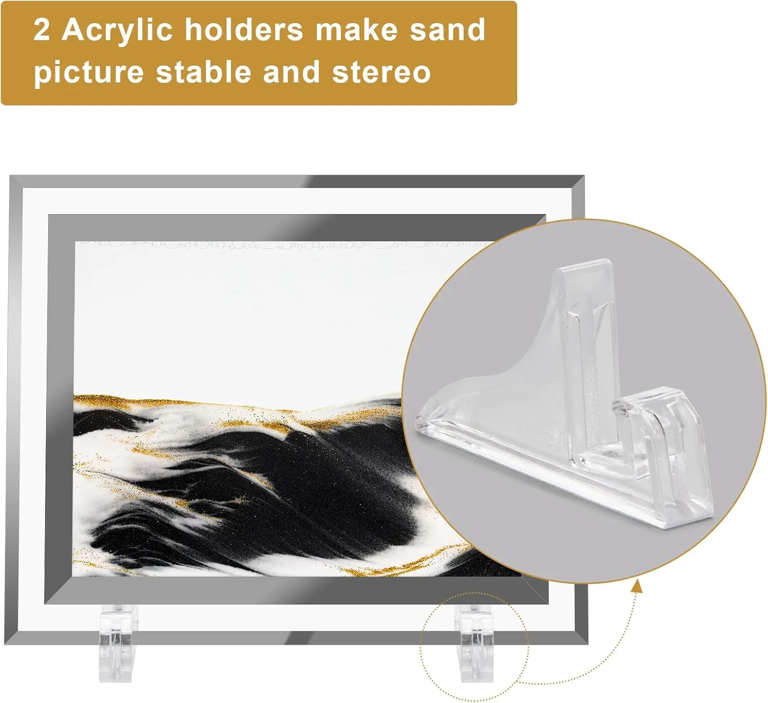 Coitak Moving Sand Art Picture, Dynamic Sand Picture, Golden Desktop Sand Art for Home Decor and Office