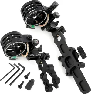 Compound Bow Sights 5 Pin 0.019'' Fiber Optics Aluminum Machined Archery Sight for Compound Bow for Left and Right Hand