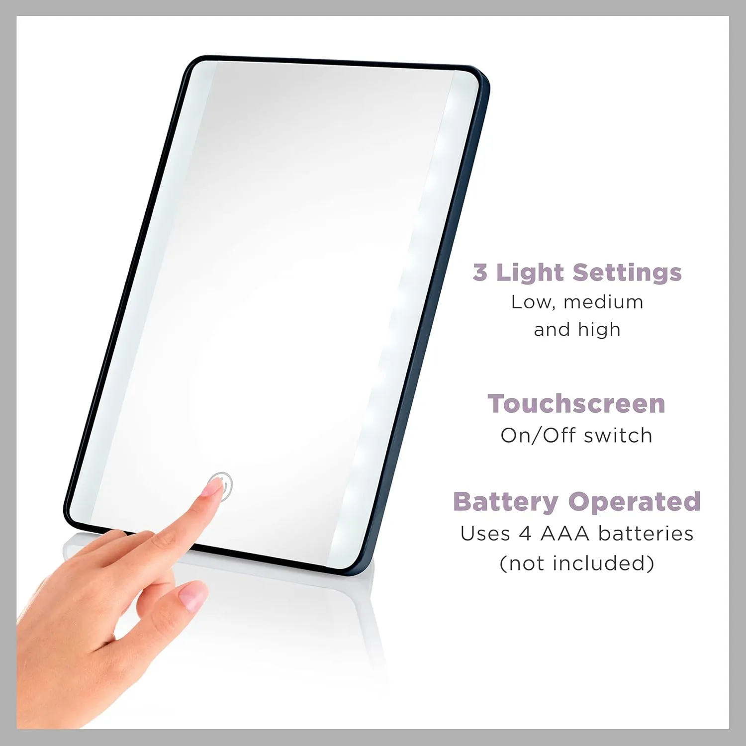 Conair Lighted Makeup Mirror, LED Vanity Mirror with Adjustable Base, Battery Operated in Blue