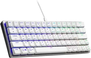 Cooler Master SK620 60% Silver/White Mechanical Low Profile Gaming Keyboard, Linear Red Switches, Customizable RGB, Ergonomic Design, USB-C Connectivity, Mac/Windows, QWERTY (SK-620-SKTR1-US)