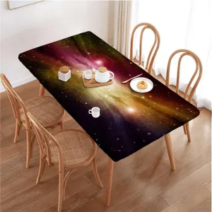 Coral Multicolor Elastic Tablecloth for Indoors Outdoors Galaxy Design Table Cloth for Indoor Outdoor Picnic Parties Fantasy Art Fits up 5 Foot Tables