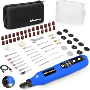 Cordless Rotary Tool, 5 Variable Speed Mini Rotary Tool Kit with 64 Accessories, 3.7V Type-C Charging Power Rotary Tool for Engraving, Sanding, Polishing, Carving, Cutting, DIY Crafts