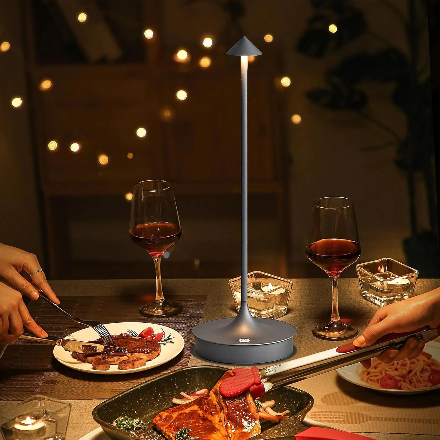 Cordless Table Lamp Rechargeable Led Desk Lamp Battery Operated Table Lamps Touch Dimmable Lamp Portable Outdoor Table Light for Restaurants and Bars Indoor/Outdoor Use (Grey - 2PC)