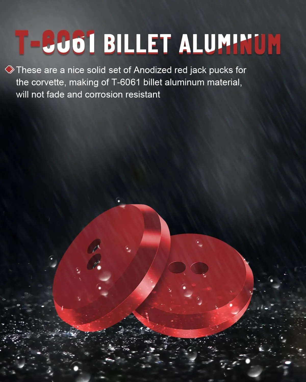 Corvette Jack Pucks Billet Aluminum Lifting Puck Jack Pad Adapter Floor Jack Pad Compatible with 1997-2025 Corvette C5 C6 C7 C8/ Porsche 944 964 993 996 997 911 Boxster Cayman -(4 Pack Red)