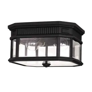 Cotswold Lane 2 Light Flush Ceiling Mount | Black