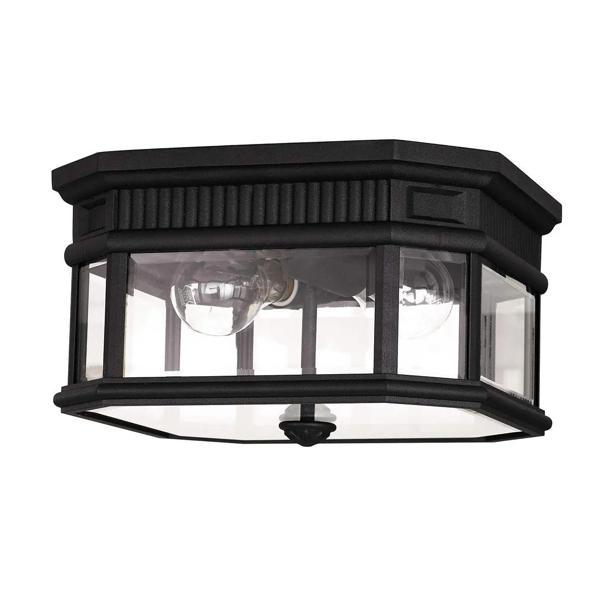 Cotswold Lane 2 Light Flush Ceiling Mount | Black