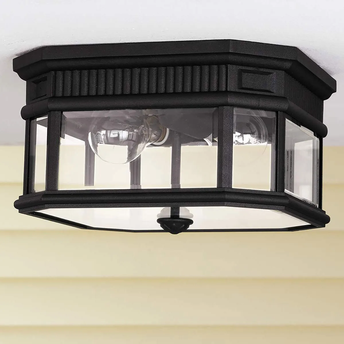 Cotswold Lane 2 Light Flush Ceiling Mount | Black