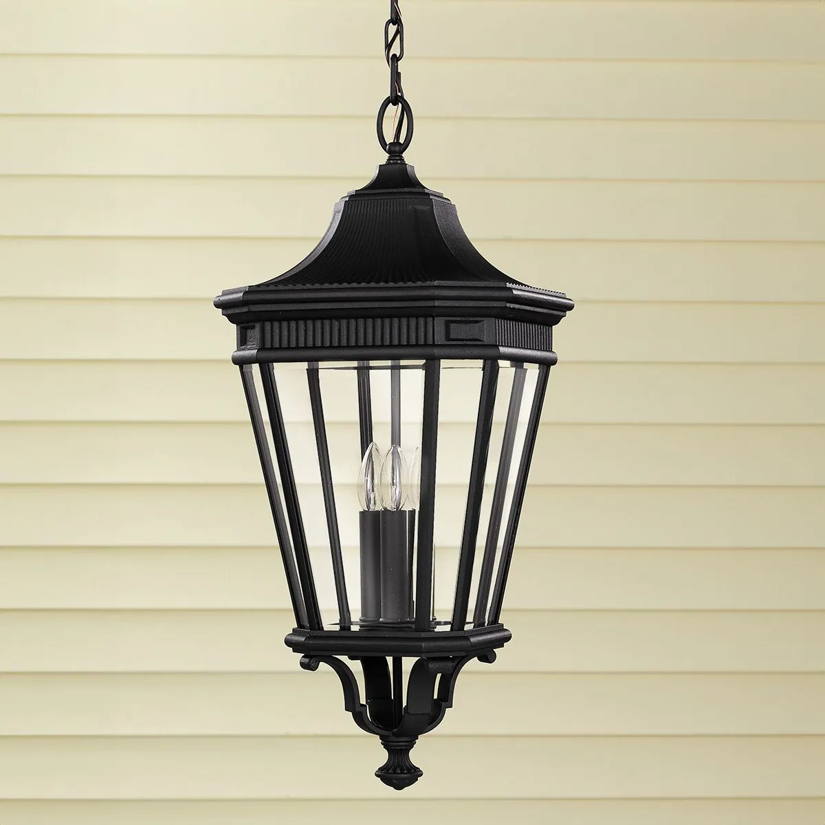 Cotswold Lane 3 Light Large Chain Lantern | Black