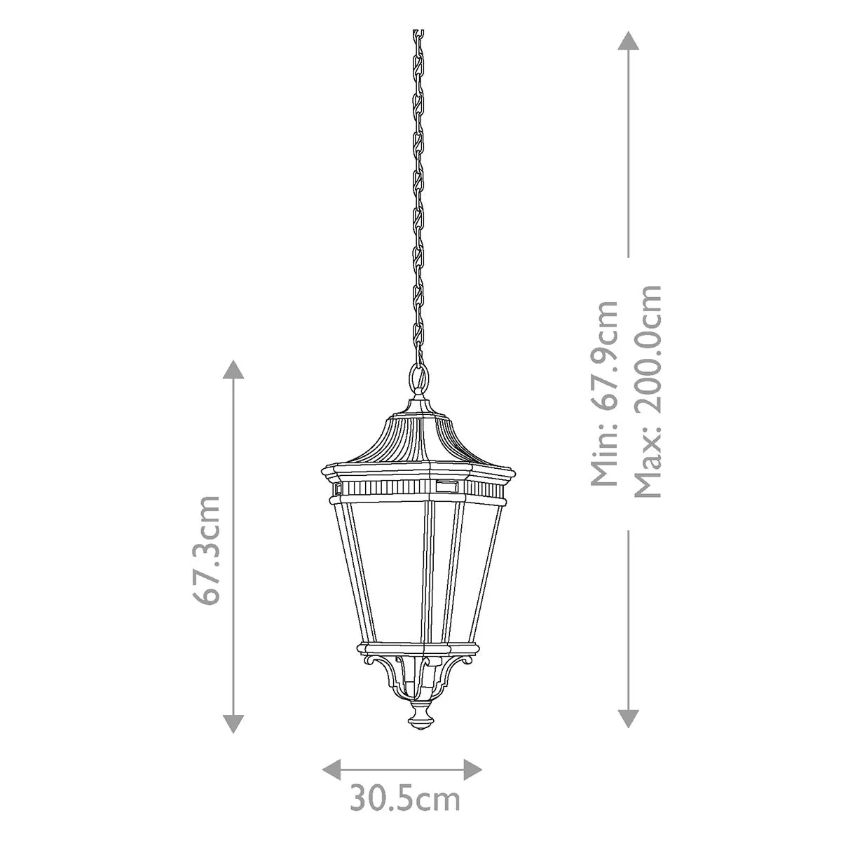 Cotswold Lane 3 Light Large Chain Lantern | Black