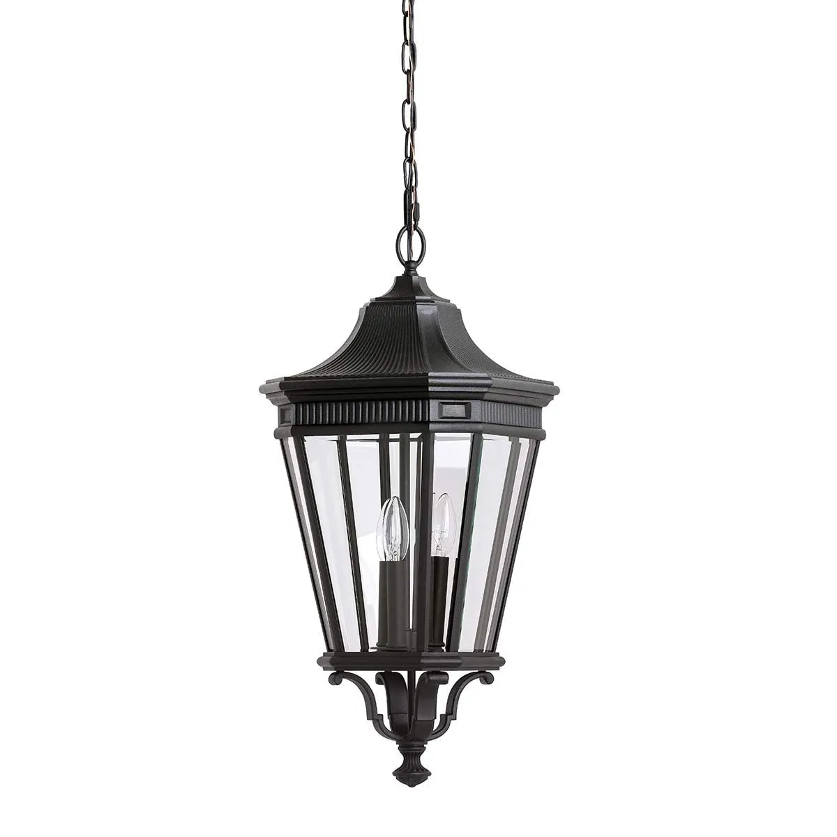 Cotswold Lane 3 Light Large Chain Lantern | Black