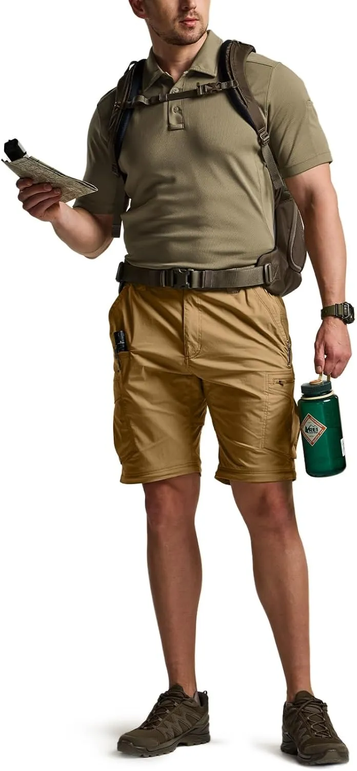 CQR Men's Convertible Cargo Tactical Pants, Water Resistant Outdoor Hiking Pants, Zip Off Lightweight Stretch Work Pants