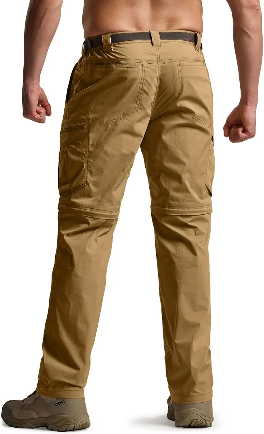 CQR Men's Convertible Cargo Tactical Pants, Water Resistant Outdoor Hiking Pants, Zip Off Lightweight Stretch Work Pants