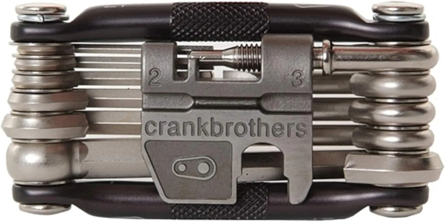 Crankbrothers Multi Tool M 17 Bike Tool - MTB Multi-Tool Nickel - 17 bicycle tools (17 in 1 tool), ergonomic and lightweight