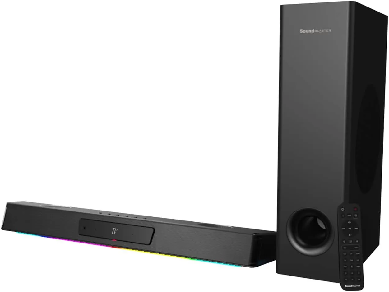 Creative Sound Blaster Katana V2X 5.1 Multi-Channel Gaming Soundbar with Compact Subwoofer, 180W Peak Power, ft Tri-Amplified 5-Driver Design, Super X-Fi Technology, and RGB Lighting
