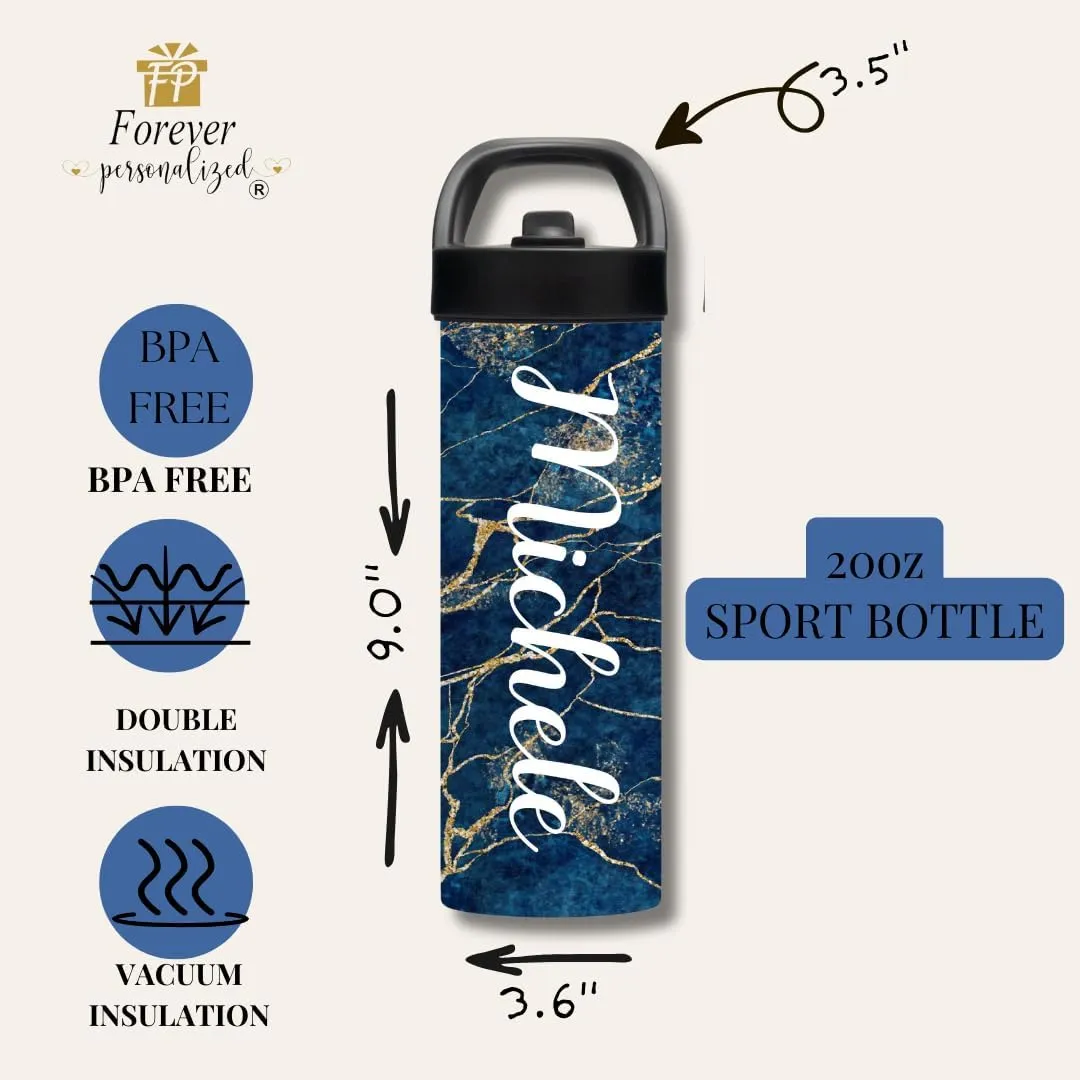 Custome Leakproof Water Bottle 20oz| Gym Tumblers| Running Cup| Adult Tumbler| Marble Sport Bottle (Emerald)