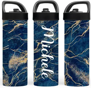 Custome Leakproof Water Bottle 20oz| Gym Tumblers| Running Cup| Adult Tumbler| Marble Sport Bottle (Emerald)