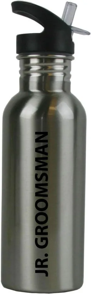 CustomGiftsNow Jr. Groomsman 20-Ounce 600ML 20-Ounce Silver Stainless Steel Water Bottle with Straw Top Lid