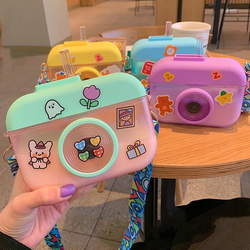 Cute Camera Straw Water Bottle