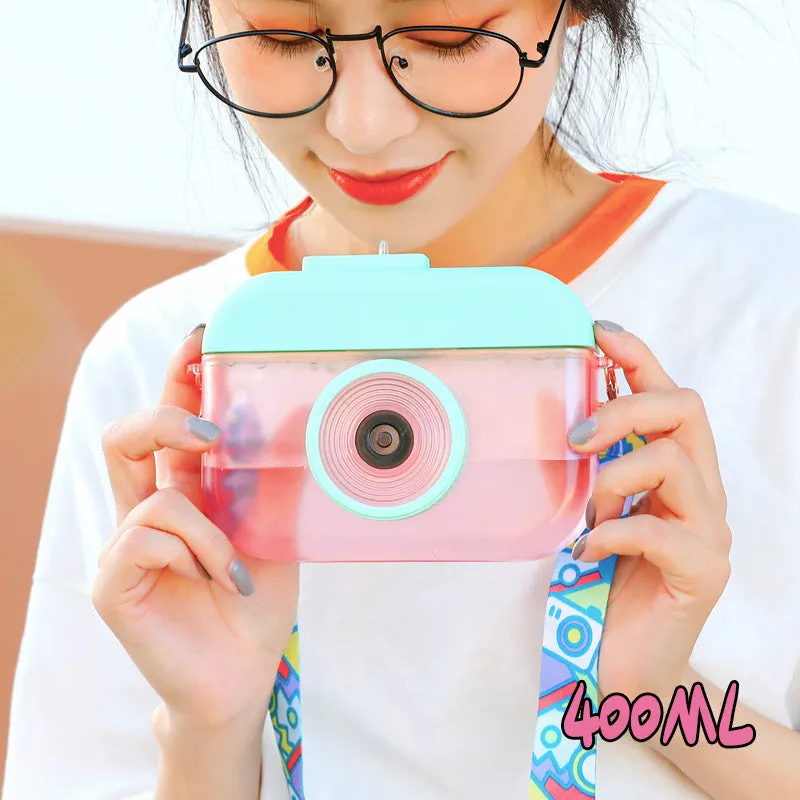 Cute Camera Straw Water Bottle
