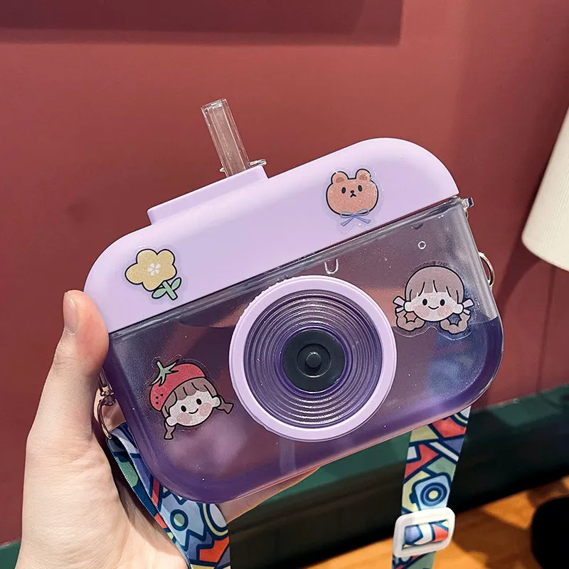 Cute Camera Straw Water Bottle