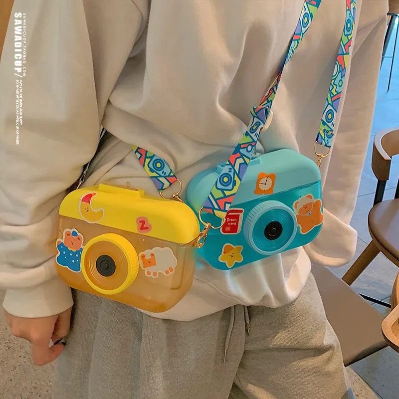 Cute Camera Straw Water Bottle