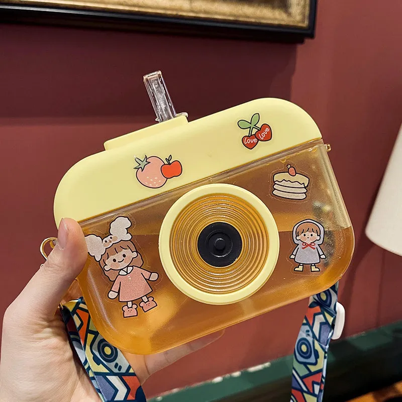 Cute Camera Straw Water Bottle