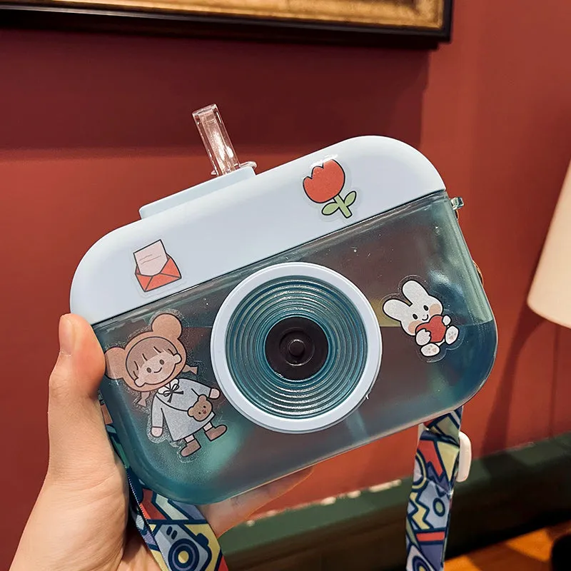 Cute Camera Straw Water Bottle