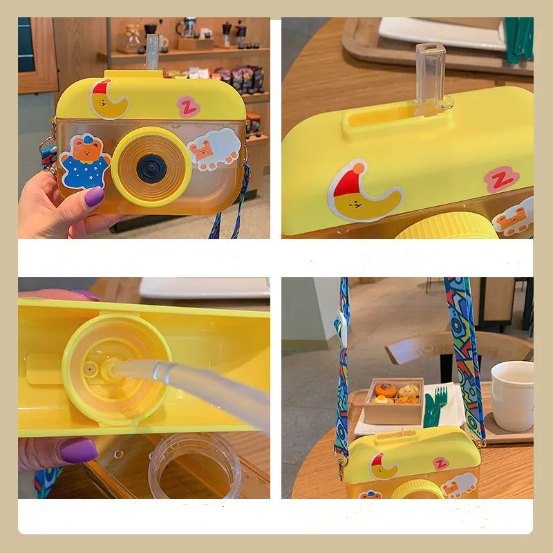 Cute Camera Straw Water Bottle