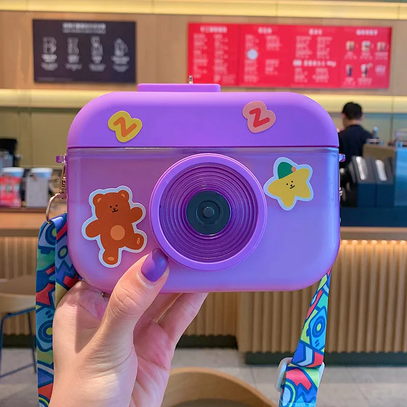 Cute Camera Straw Water Bottle