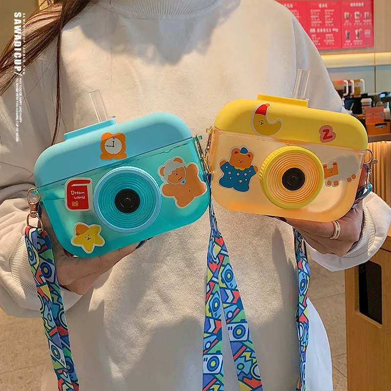 Cute Camera Straw Water Bottle