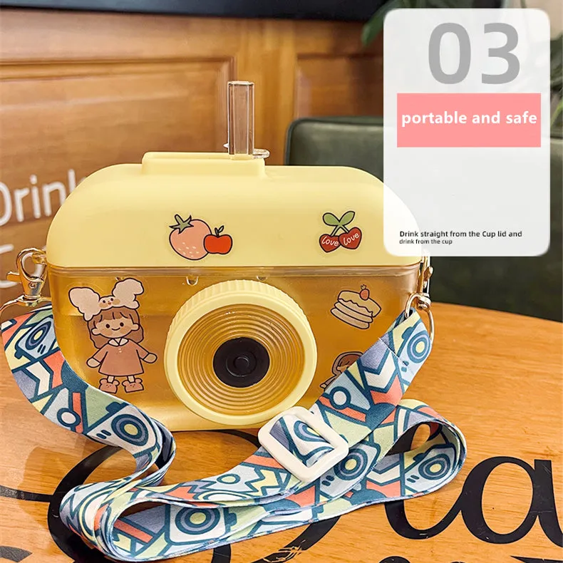 Cute Camera Straw Water Bottle