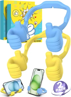 Dad Gifts for Fathers Day from Daughter Son Cell Phone Stand: 2 Pack UPGRADE Adjustable Thumbs Up Lazy Phone Holder for Desk Fun Birthday Gifts for Grandma Teens Girls Boys Adults Husband from Wife