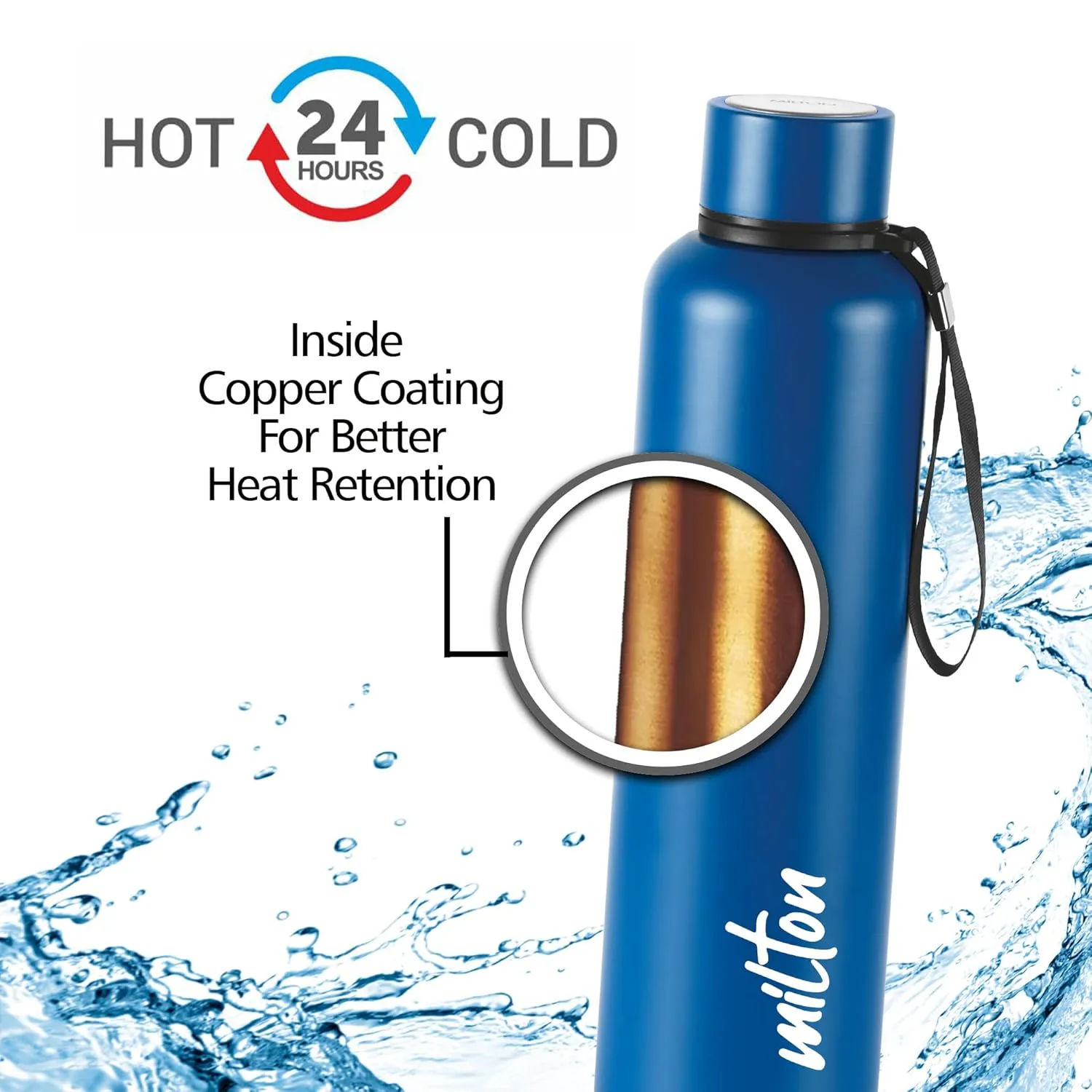 Dark Blue Surfing 3D UV Printed Aura Thermosteel Bottle (Milton)