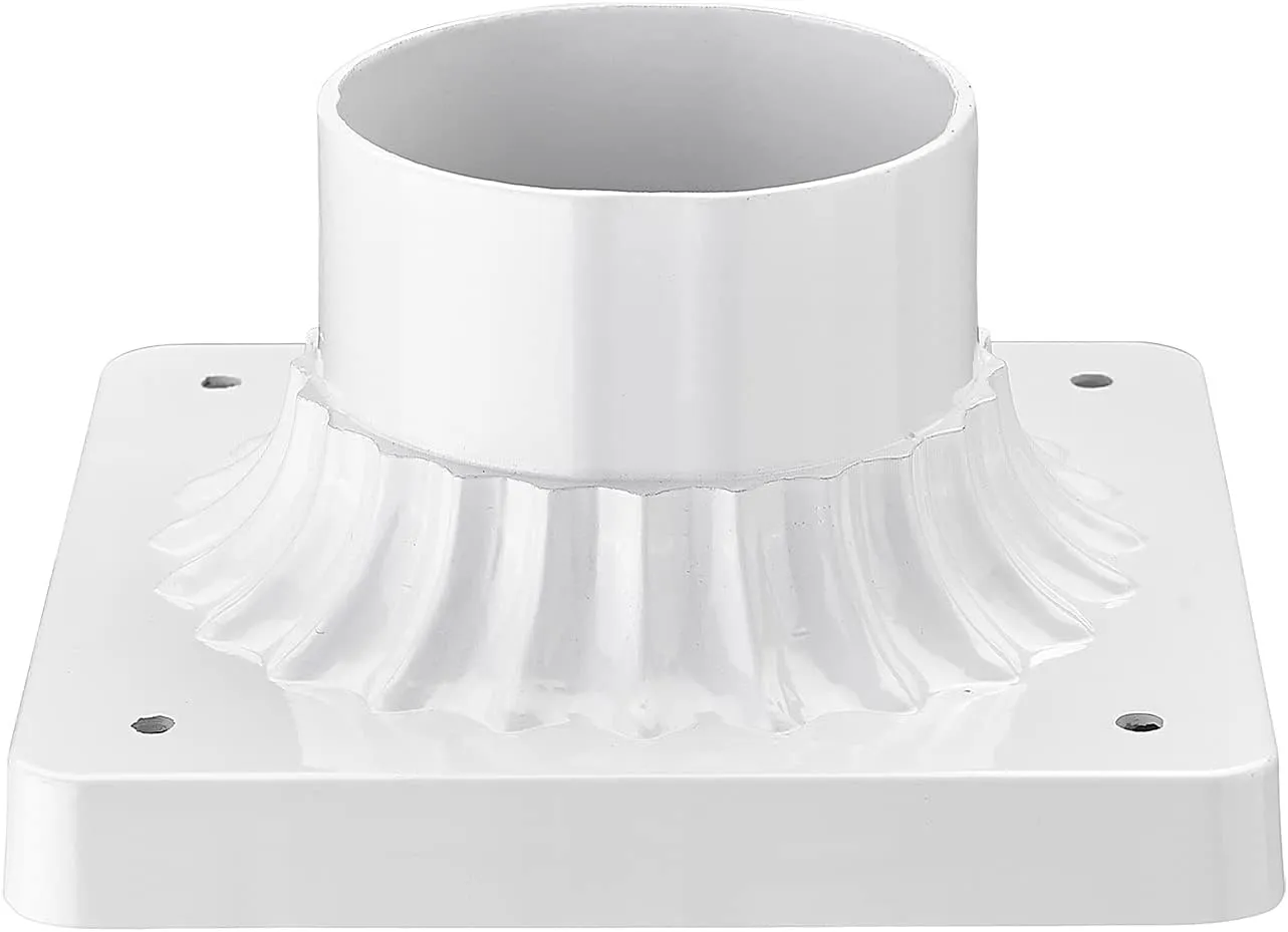 Darkaway Outdoor Post Light Base Mount, Post Light Adapter 3'' Pier Mount Base with White Finish for Deck Porch Patio, 5.5" W x 5.5" D x 2.75" H (1Pack, White)
