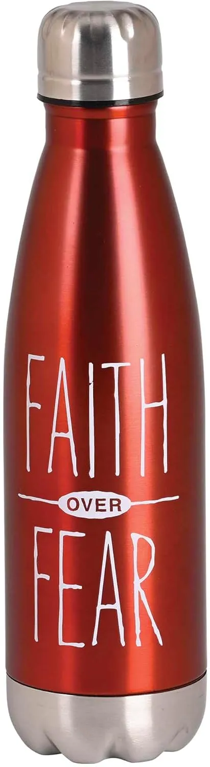 Dicksons SSWBR-21 Faith Over Fear - 17 Ounce Red Stainless Steel Sports Travel Water Bottle