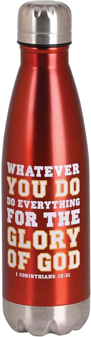 Dicksons SSWBR-22 Whatever You Do The Glory Of God - 1 Corinthians 10:31-17 Ounce Red Stainless Steel Sports Travel Water Bottle